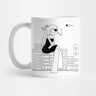 Smoking Girl, Cat and the Big Eye Mug